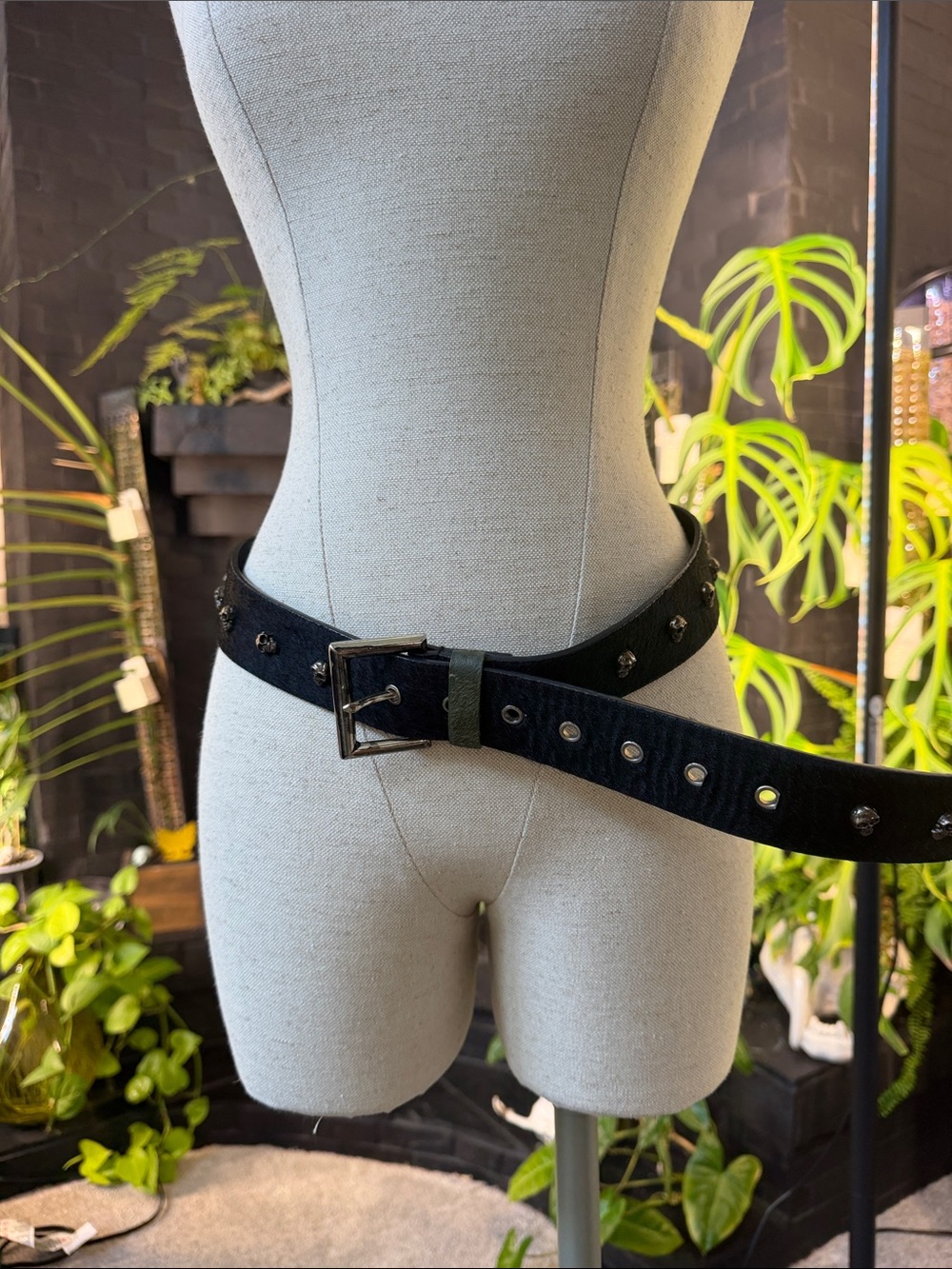 Zara Black Studded Belt with Silver Buckle